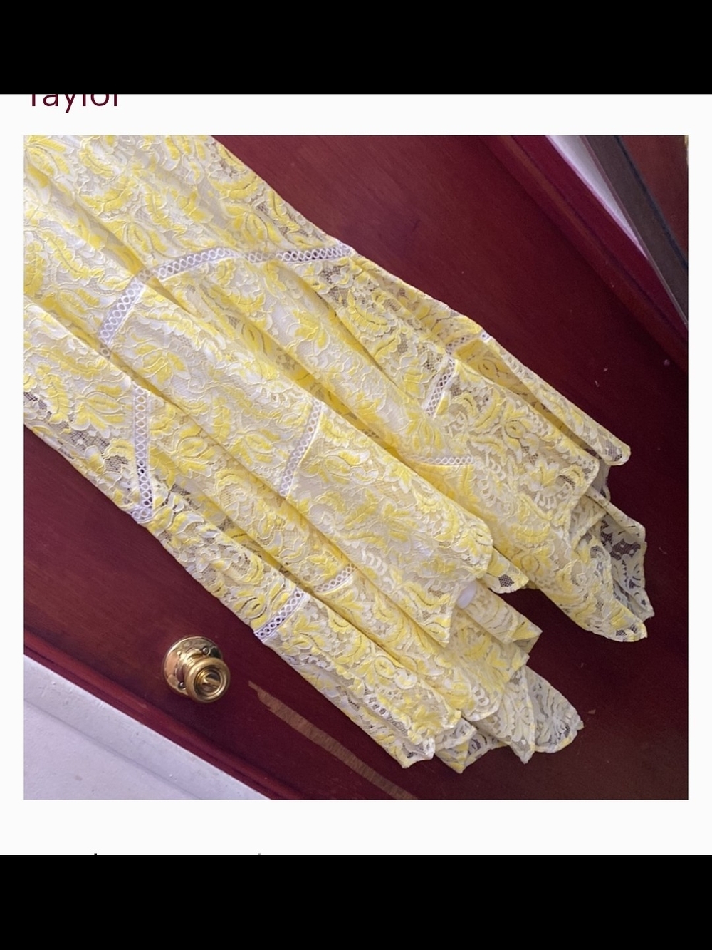 Taylor Yellow Lace High-Low Tiered Dress